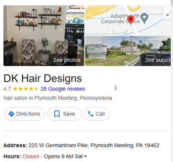 Google-Business-Page DK Hair Designs